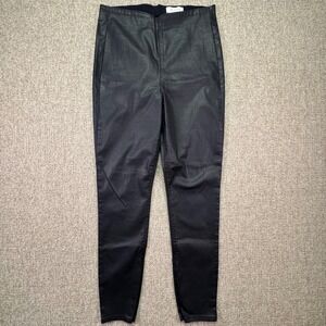 rag & bone High Rise Skinny Black Coated Leather Look Ankle Zip Pants L NWOT